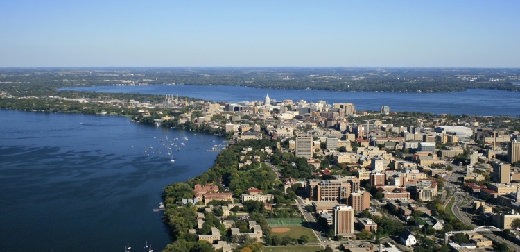 Aerial view over the City of Madison