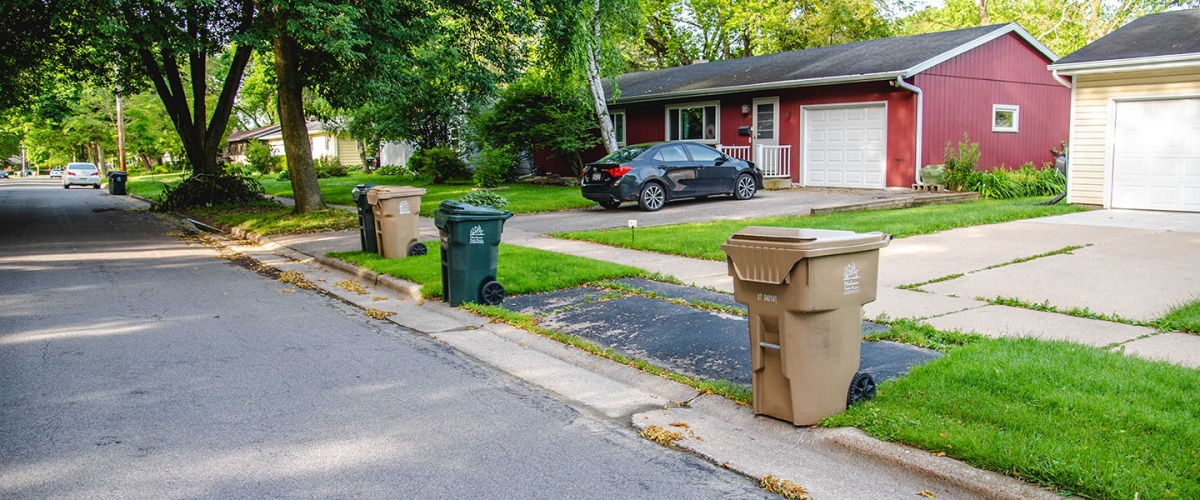 Refuse and recycling carts at the curb