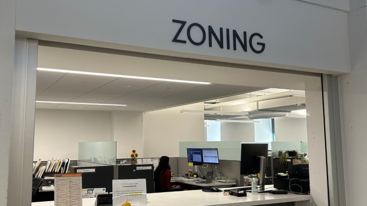 Zoning department sign in the Madison Municipal Building